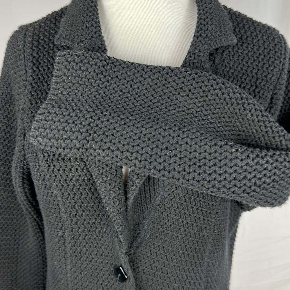 Black Cotton Sweater Jacket - Picture 3 of 5